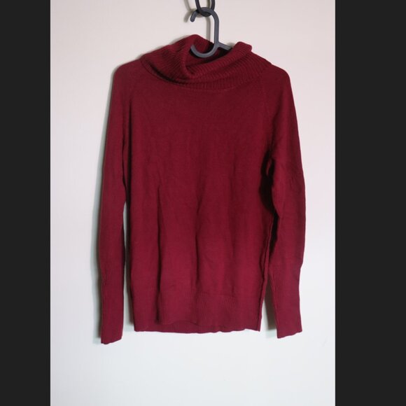 LOFT Maroon Turtleneck Long Sleeve Sweater Top Size Medium - Picture 2 of 9